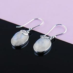 Moonstone Gemstone Drop <b>Earrings</b> 925 <b>Solid</b> Sterling <b>Silver</b> Women Girls Trendy Party Gift Jewelry - Product Image 4