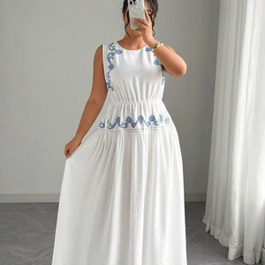 Little Boutique Style Maxi bordado impreso vestidos fiesta ropa conjunto para niñas ODM suministro tejido lavable - Product Image 1