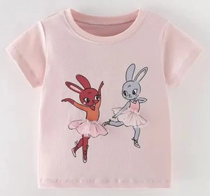 Camiseta informal de verano para niñas, ropa de punto estampada de algodón 100% para niños de 3 a 8 años, ropa informal para niños - Product Image 3