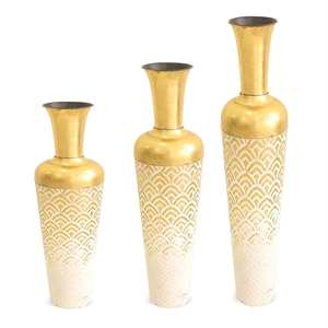 Elegant White and Golden Metal Floor Vase - Multi-Color Antique Look for Exceptional Decoration, <b>Now</b> Available at a Great Price - Product Image 1