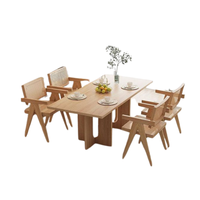 Ensemble table et chaises de salle à manger en chêne massif, design japonais moderne, réglable, convertible, couleur personnalisable, grande taille, provenant d'Indonésie