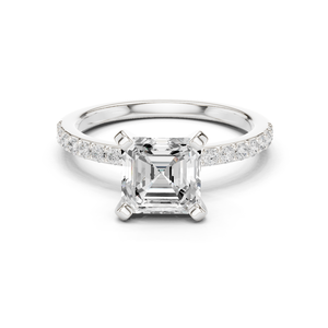 Anillo de moissanita de 14K con diseño de Halo oculto Joyería de lujo - Product Image 3