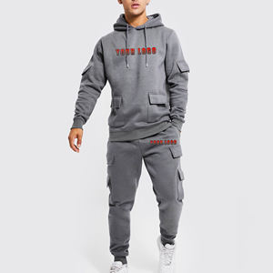 Recién llegado pulóver hombres chándal con bolsillos cargo ropa deportiva correr entrenamiento peso ligero personalizado impreso Cargo chándal - Product Image 4