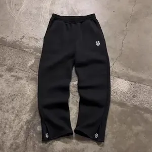 Retro Y2K Streetwear Hip Hop Color sólido Deportes Pantalones de chándal Cómodo Pantalón holgado con cremallera plana frontal Cintura elástica - Product Image 3