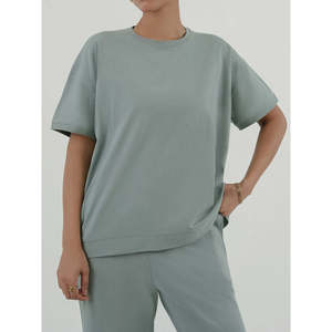 Ensemble Coordonné Confortable pour Femmes KATOKA en Coton et Fibre de Bambou Respirant à Manches Courtes Motif Uni - Product Image 2