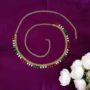 Indian <b>Gold</b> Plated Tone Jewelry Antique Faux Pearl Crystal Wedding Kamarbandh With <b>Belt</b> Belly <b>Chain</b> Body Jewellery for Women - Product Image 2