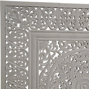 Tête de lit en bois sculpté Mandala, décoration murale pour chambre à coucher, style bohème, décoration de la maison, style côtier, tête de lit blanchie, lot de 3 - Product Image 3