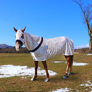 खिंचाव स्पैन्डेक्स पूर्ण-शरीर घोड़े की शीट जिपर हुड और पेट लपेटें आराम घोड़े की पतली पूर्ण शरीर 56-65 इंच सफेद l - Product Image 5