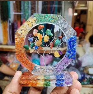 Seven Chakra Orgone Frame Arbre de pierres précieuses Arbre d'argent en gros de l'Inde - Product Image 1