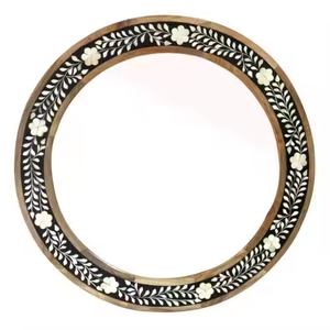 Marco de espejos con incrustaciones de hueso Logotipo personalizado ecológico Marco de espejo con incrustaciones de hueso Elegante por artesanía de media luna - Product Image 4