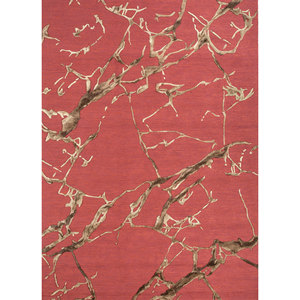 Alfombra de Lana y Viscosa Tejida a Mano Genesis, Diseño Abstracto Rojo Naranja para Decoración de Sala de Estar, Pasillo, TNQ-4390, Alfombra para Sala de Estar - Product Image 1