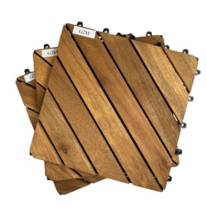 Dalles de terrasse contemporaines en bois d'acacia imperméables et antidérapantes, lames de bois emboîtables 300x300mm, écologiques, garantie 5 ans et plus - Product Image 2