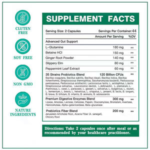 Cápsulas de probióticos diarios con enzimas digestivas añadidas, prebióticos, ayuda a la salud intestinal, absorción de nutrientes, soporte para el sistema digestivo - Product Image 2