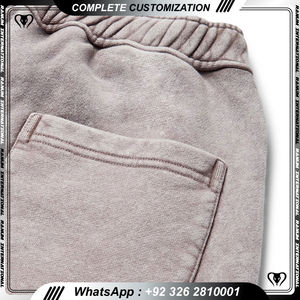 กางเกงวิ่งออกกำลังกายของผู้ชายกางเกงขาสั้นผ้าฝ้ายฟอกสีกรดออกแบบโลโก้ได้ตามต้องการ - Product Image 3