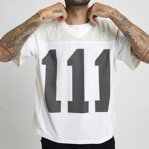 เสื้อฟุตบอลผ้าโพลีเอสเตอร์100% เสื้อครอปย้อนยุคทรงโอเวอร์ไซส์ทำจากผ้าเจอร์ซี่ตาข่ายสไตล์ย้อนยุค - Product Image 3