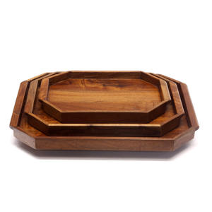 Alimentaire traiteur & présentoir ensemble de plateaux rectangulaires en bois dur repas buffet traiteur plateaux en bois prix le plus bas - Product Image 1