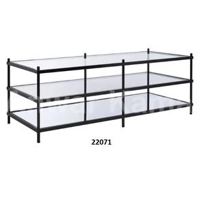 Table basse ronde en métal avec bord argenté brillant - Product Image 5