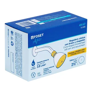 2-1/2 \ "Set di soffione conico in scatola con braccio in oro cromato e acciaio 2 unità-accessori per doccia Premium - Product Image 4