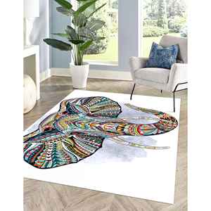 Ethnic Patterned Elephant <b>Rug</b>, Colorful <b>Rug</b>, Printed <b>Rug</b>,With Pile Soft <b>Rug</b> - Product Image 4