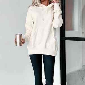 Women's Casual Oversize <b>Hoodie</b> <b>Velour</b> 100% Cotton Long Heavyweight 380g Thick Warm Sweatshirt - Product Image 6