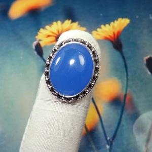 แหวนพลอยคาลซิโดนีทำด้วยมือแหวน925อัญมณีเงินสเตอร์ลิงของขวัญแหวนชั้นดีสำหรับผู้หญิงสวยงาม - Product Image 2