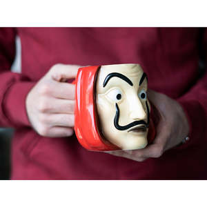 Tasse 3D Money Heist en grès céramique faite à la main, capacité 200ml/400ml, design moderne européen, cadeau d'affaires classique avec couvercle - Product Image 5