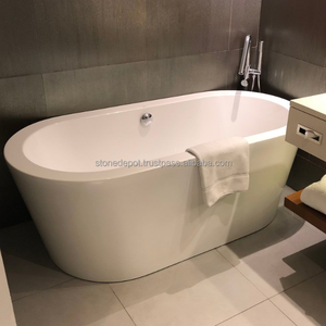 Bañera de Hidromasaje Ovalada de Resina Terrazzo Moderna y Lujosa Stone Depot Elite, con Desagüe y Reposabrazos, Independiente, para Hoteles y Villas - Product Image 3