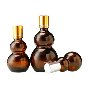 Flacon roll-on <span class=keywords><strong>en</strong></span> verre ambré <span class=keywords><strong>en</strong></span> forme de <span class=keywords><strong>gourde</strong></span> avec bouchon doré mat, rechargeable, protection UV, pour huiles essentielles et parfums, lot de 100 pièces <span class=keywords><strong>en</strong></span> carton - Product Image 6