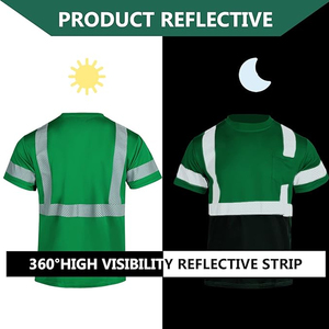 Noir vert couleur nouveau Style deux tons réfléchissant vêtements de sécurité haute visibilité à manches courtes t-shirts de travail - Product Image 6