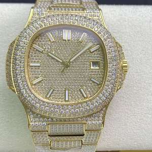 นาฬิกาข้อมือหนังสแตนเลสสตีลสไตล์ฮิปฮอปสุดหรู ประดับเพชรโมอิสซาไนต์คุณภาพ VVS1 งานแฮนด์เมด ผลิตในอินเดีย - Product Image 1