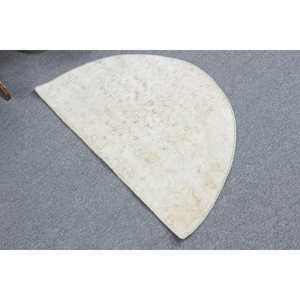 Tapis turc, tapis rond de 2,5 x 1,5 pieds, tapis persan blanc - Product Image 2