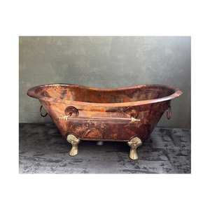 Petite baignoire en cuivre autoportante au design moderne de haute qualité pour le trempage comprend un robinet accessoire de salle de bain le plus vendu en Inde - Product Image 3