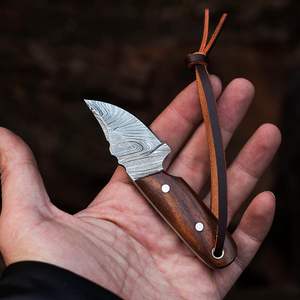 Cuchillo de caza de acero de Damasco de alta calidad personalizable 2025, hoja fija Tang completa, maquinilla de afeitar forjada a mano, afilada para desollar OEM - Product Image 3