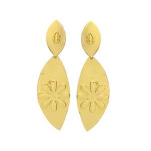 Recién llegado, pendientes largos chapados en oro, pendientes de diseño de hoja, pendientes de latón, diseño clásico para mujeres y niñas - Product Image 1