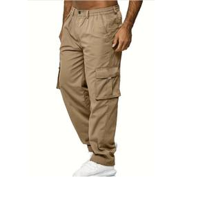 Pantalones Cargo Casuales Personalizados con Múltiples Bolsillos, Pantalones de Corte Recto para Hombre, Cintura Alta, Ajustados, Exportación de BD - Product Image 2