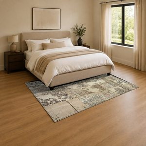 Tapis de salon en chenille antidérapant, imprimé numérique, style ethnique Kilim, beige et marron, lavable en machine, vente en gros - RUGS DEPOT LXDP-0043 - Product Image 3