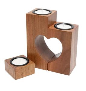 Regalos únicos Portavelas de madera en forma de corazón Base Centro de mesa de boda con grabado Corazón Portavelas - Product Image 6