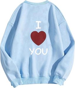 Sweat-shirts unisexes décontractés pour la Saint-Valentin, à motif cœur, coupe oversize, col rond, manches classiques, pour les amoureux - Product Image 1