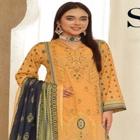 Vente en gros de Salwar Kameez pour femmes, 3 pièces, en coton brodé, de marque originale, style indien-pakistanaise, AF Fashion, lavable