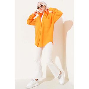 Camisa de lino con un solo bolsillo naranja - Product Image 2