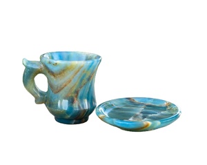 Juego de tazas de té de cristal de ónix azul, taza de té de mármol de ónix anhelado a mano, taza de té de cristal de ónix - Product Image 2