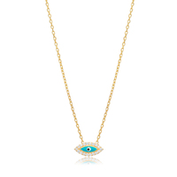 Collier pendentif à breloque en argent avec œil en émail bleu turquoise minimaliste Bijoux fins en argent sterling 925