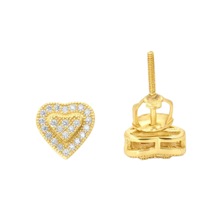 Hip hop Style VVS Moissanite Pave Heart Shape <b>Stud</b> Earrings with Round Cut Diamonds Sterling <b>Silver</b> with GRA Certified for Women - Product Image 1