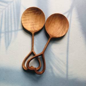 Vitrapro-cuchara de madera con mango de corazón, utensilio de cocina de diseño Vintage, 100% - Product Image 5