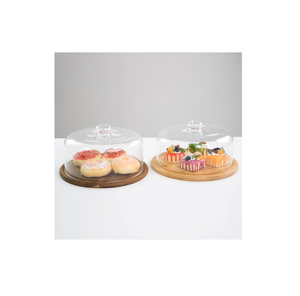 Wood Cake <b>Dessert</b> Stand Display Rack Decorative Cake Dome with Wooden Plate Cake Display Stand Wholesale Price - Product Image 5