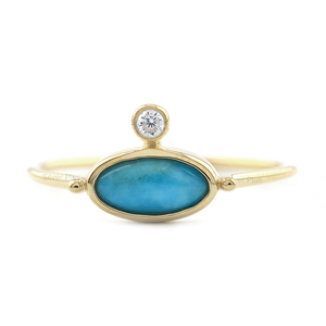 New Arrival 14k Gold Cabochon Oval Natural <b>Turquoise</b> Wedding <b>Ring</b> for Women Good Selling Tiny Diamond 10k/18k Available Parties - Product Image 1