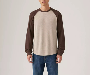 Ajuste Regular 60% algodón, 40% poliéster cuello redondo raglán manga larga Camiseta térmica para hombres multicolor 240 GSM logotipo personalizado - Product Image 5