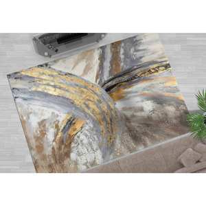 Alfombra con Estampado Geométrico - Diseño Moderno con Tinta Alcohólica en Plata, Gris, Dorado, Alfombra de Terciopelo de Lujo - Product Image 5