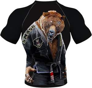 RashGuard personnalisé imprimé par sublimation Mma Rushguard Bjj OEM Mma Rashguard pour hommes Rashguard à manches courtes - Product Image 2