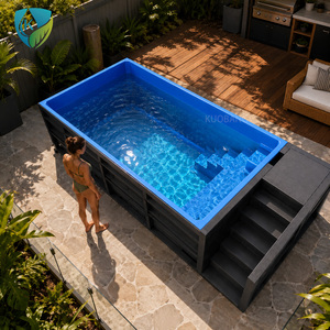 Grande <span class=keywords><strong>piscine</strong></span> rectangulaire familiale en bois bleue sur mesure de 20 pieds, <span class=keywords><strong>piscine</strong></span> hors sol en fibre de verre FRP à vendre - Product Image 3